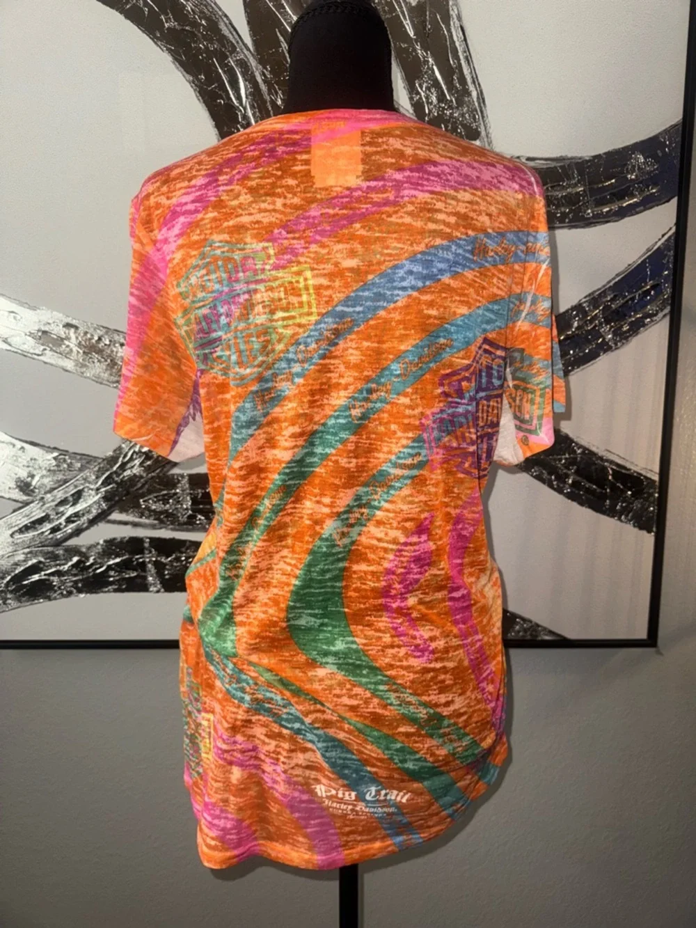 Harley-Davidson Orange Multicolor Tie-Dye Logo Tee - Picture 7 of 8